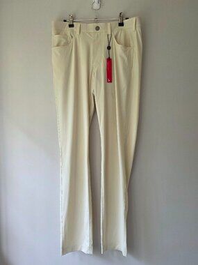 REDVANLY Men's Performance Golf Pants Cream Size M Bradley Pull On Trouser NWT